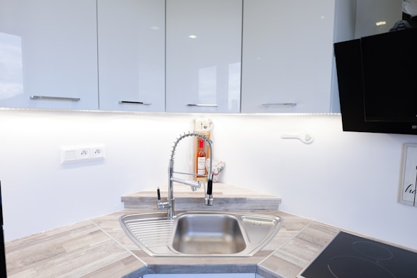 Modern kitchen sink with professional plumbing fixtures